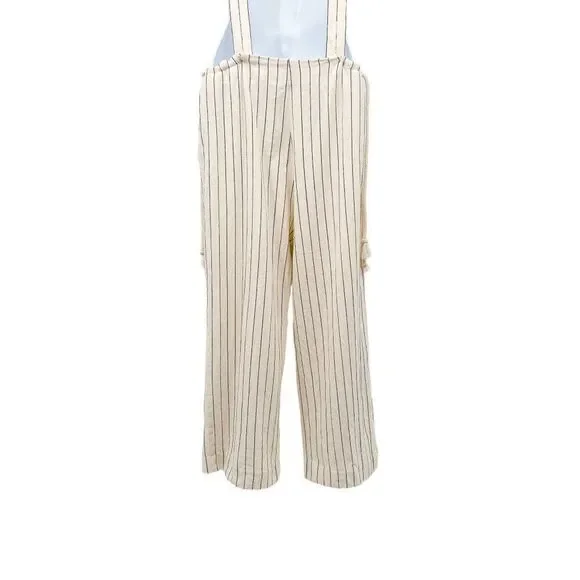 DANNIJO Wide Leg Embroidered Yin Yang Zodiac Cropped Cotton Overalls Jumpsuit - Picture 8 of 14